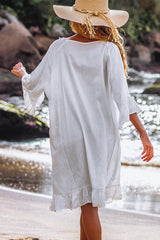 Ruffle Sleeve Solid Color Swimwear Cover Up