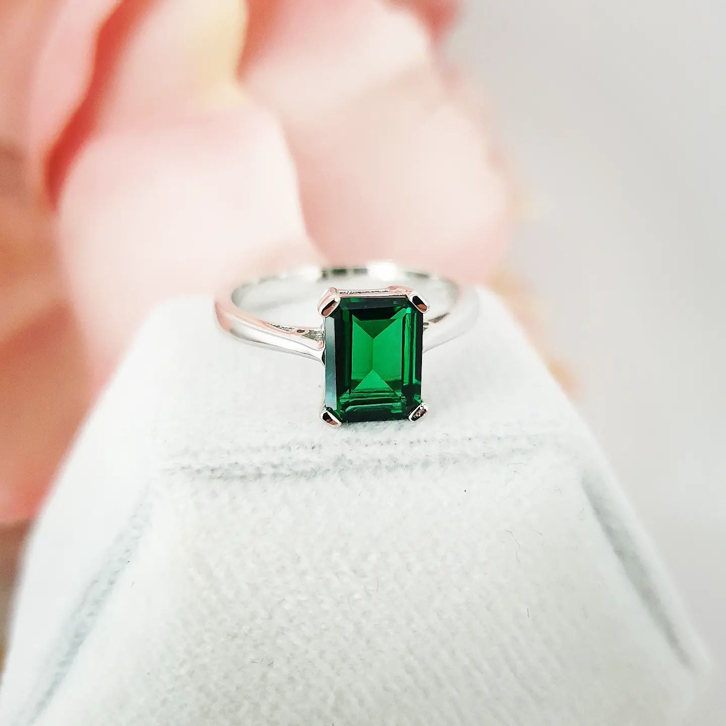1.75ct Emerald Cut Emerald Green CZ Ring Seasah