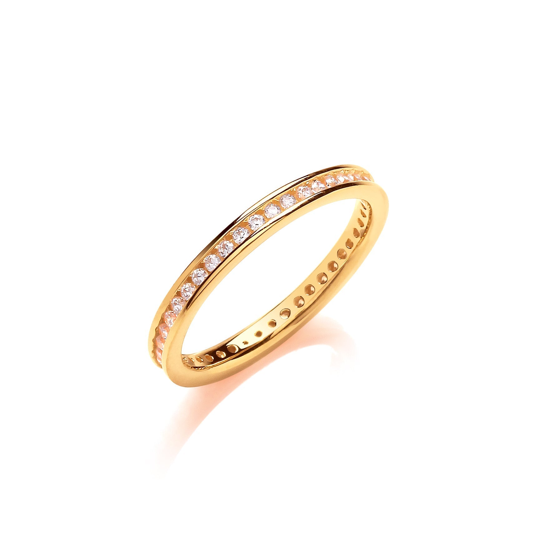 2mm Full ET Round Brilliant Cz Yellow Gold Plated Silver Ring Seasah