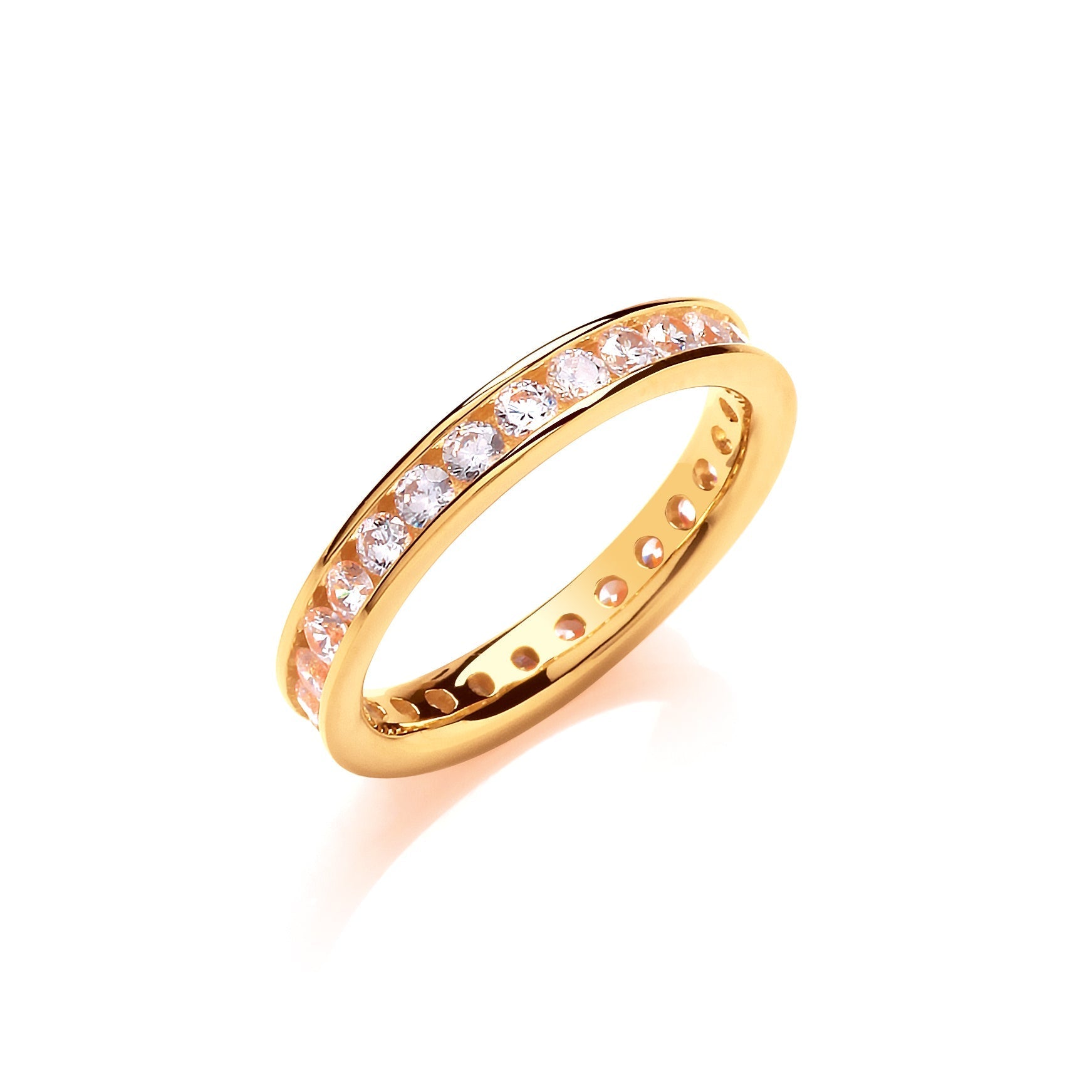 3mm Full ET Round Brilliant Cz Yellow Gold Coated Ring Seasah