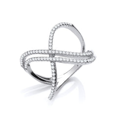 925 Sterling Open Crossover Cz Ring Seasah