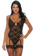 Black Mesh Lace Embroidered Intimate Teddy Seasah