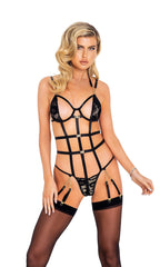 LI442 - 1pc Caged Chain Lingerie Teddy with Underwire Support Seasah