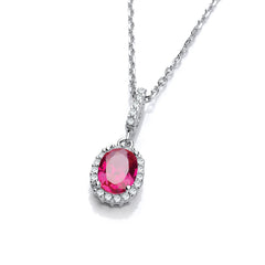Oval Red CZ Drop Pendant with 18" Chain Seasah