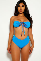 Turquoise Tie knot Two Piece Swimsuit Seasah
