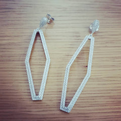 Two Rows Diamond Shape Cz Drop Earrings Seasah