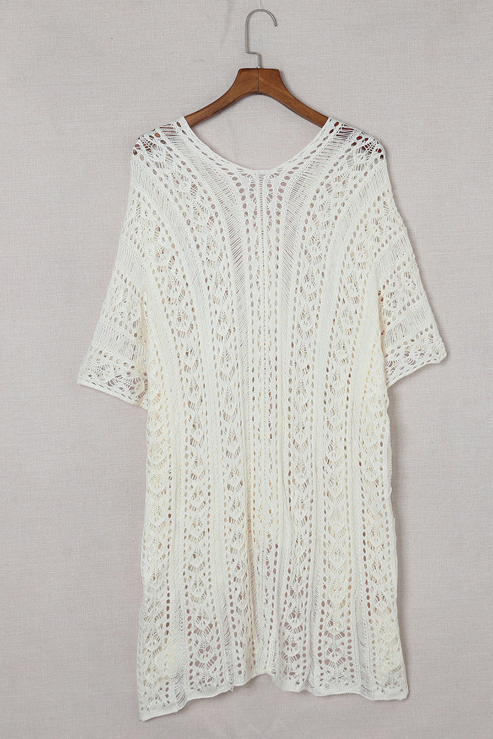 White Crochet Knitted Tassel Tie Kimono Beachwear Seasah